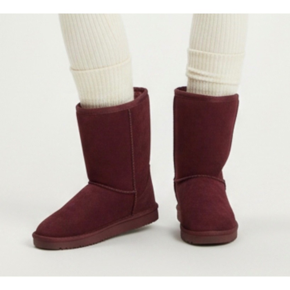 NEW Joe Fresh Burgundy Faux Suede Fur Lined Winter Boots Size 6 Women Burgundy